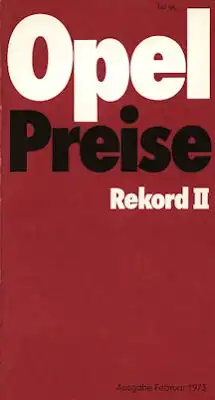 Opel Rekord D Preisliste 2.1973