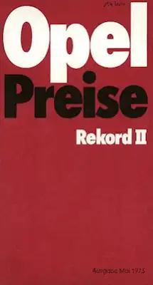 Opel Rekord D Preisliste 5.1973