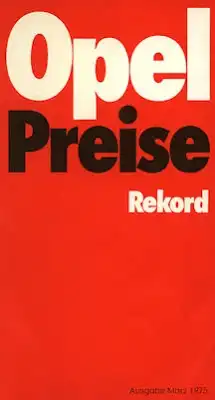 Opel Rekord D Preisliste 3.1975