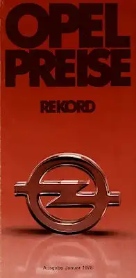 Opel Rekord Preisliste 1.1978