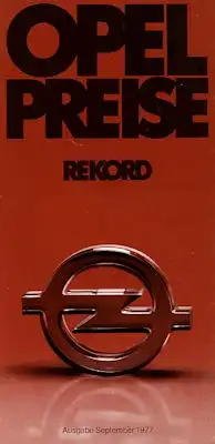 Opel Rekord Preisliste 9.1977