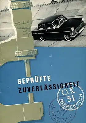 Opel geprüfte Zuverlässigkeit Broschüre ca. 1961