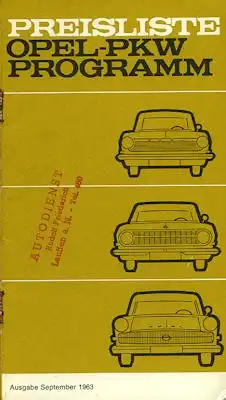 Opel Preisliste 9.1963