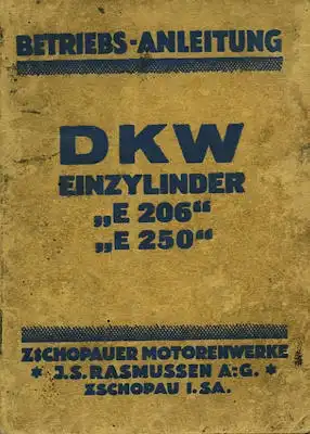 DKW E 206 E 250 Bedienungsanleitung 1927