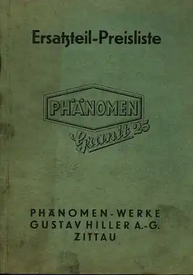 Phänomen Granit 25 Ersatzteil-Preisliste 1941