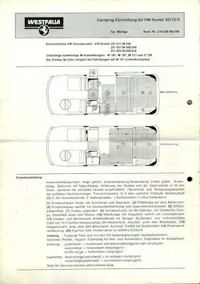 VW T 2 Westfalia Prospekt 8.1973