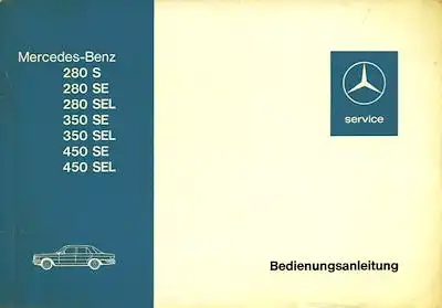 Mercedes-Benz 280 S-450 SEL Bedienungsanleitung 8.1975