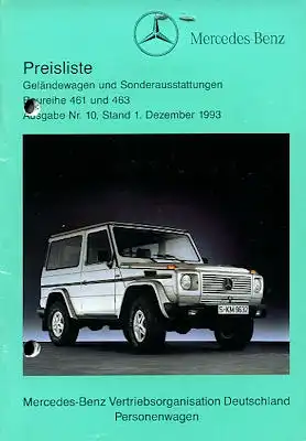 Mercedes-Benz G Preisliste 12.1993