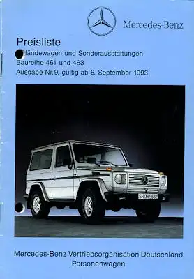 Mercedes-Benz G Preisliste 9.1993