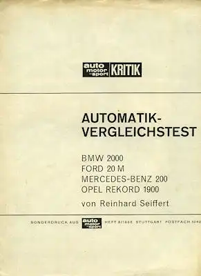 BMW 2000 Automatik-Vergleichstest 1966