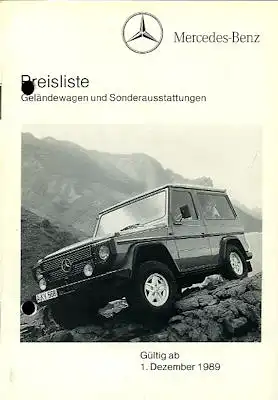 Mercedes-Benz G-Klasse Preisliste 12.1989