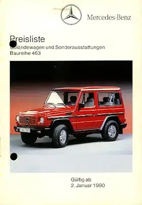 Mercedes-Benz G-Klasse Preisliste 1.1990