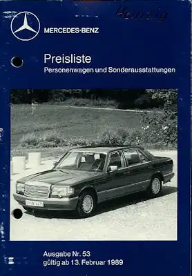 Mercedes-Benz Preisliste 2.1989