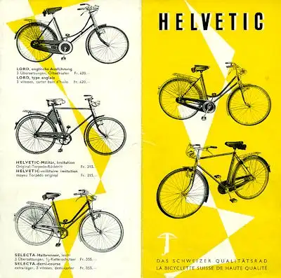 Helvetic Fahrrad Prospekt 1960er Jahre