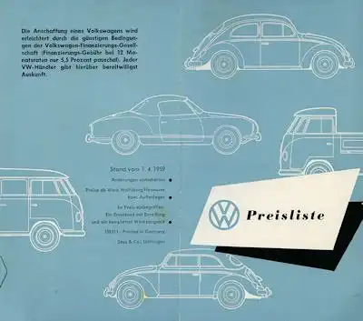 VW Preisliste 4.1959