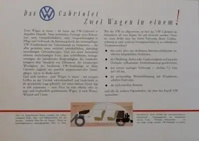 VW Käfer Cabriolet Prospekt ca. 1950