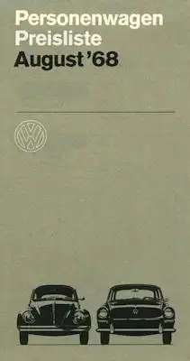 VW Preisliste 8.1968