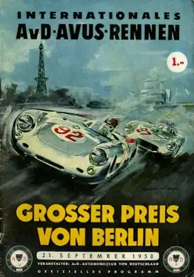 Programm AVUS AvD Grosser Preis von Berlin 21.9 1958