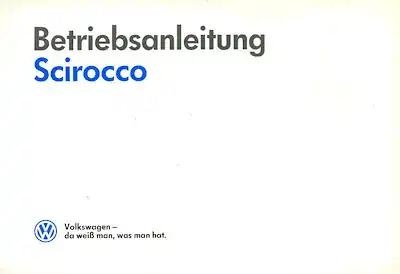 VW Scirocco 2 Bedienungsanleitung 1989