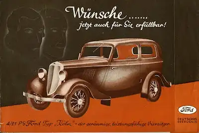 Ford Köln 4/21 PS Prospekt ca. 1934