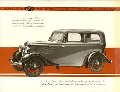 Ford Köln 4/21 PS Prospekt ca. 1934