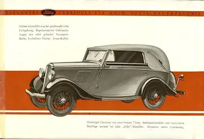 Ford Köln 4/21 PS Prospekt ca. 1934