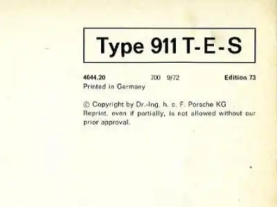 Porsche 911 T E S Bedienungsanleitung 1973 e