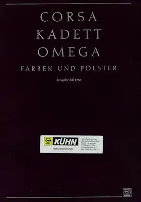 Opel Corsa Kadett Omega Farben 7.1988
