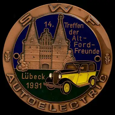 Plakette 14. Alt-Ford Freunde Treffen Lübeck 1991