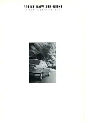BMW 3er Limousine / Coupé / Cabrio Preisliste 9.1992