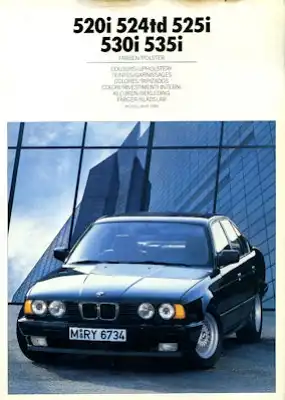 BMW 520i 524td 525i 530i 535i Farben 1989