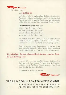 Tempo Hanseat Prospekt 1949