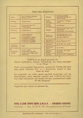 Tempo Hanseat Prospekt 8.1949