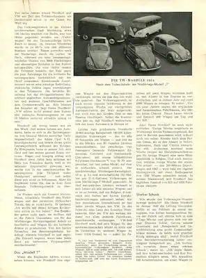 VW / Deutschlands phänomenaler Wiederaufstieg Broschüre 1954