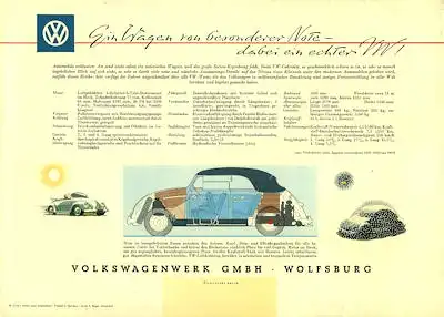 VW Käfer Cabriolet Prospekt ca. 1955