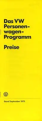 VW Preisliste 9.1975