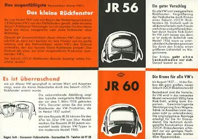 VW Eugen Joch Zubehör Prospekt ca. 1960 Nr. VW6013 - oldthing: PKW –  deutsche Firmen