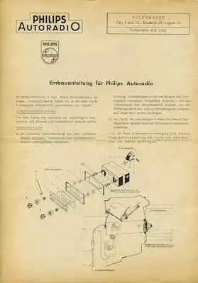 VW / Philips Autoradio Einbauanleitung ab 8.1957