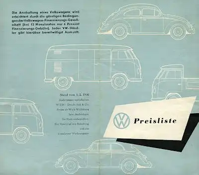 VW Preisliste 2.1956