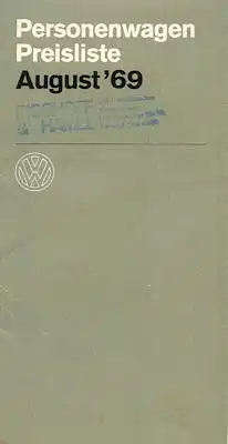 VW Preisliste 8.1969