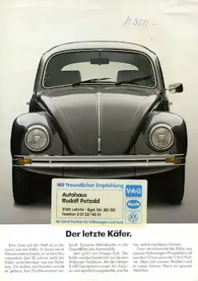 VW Käfer Prospekt Der letzte Käfer 1985