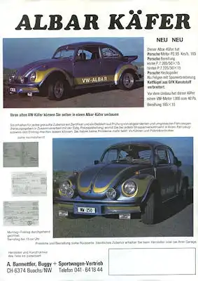 VW Albar Käfer Prospekt 1980er Jahre