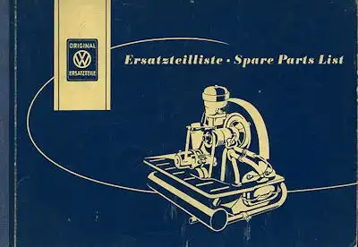 VW Industrie Motor Typ 122 Ersatzteilliste 1950er Jahre