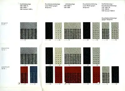 VW 1600 Farben und Polsterbezüge 1969/70