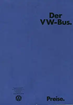 VW T 2 Bus Preisliste 8.1973