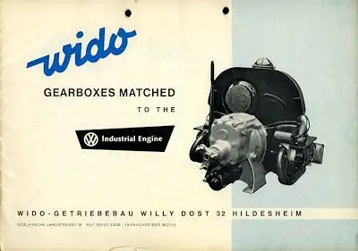VW / Fa.Wido Industrie Motor Getriebe Bedienungsanleitung 1960er Jahre