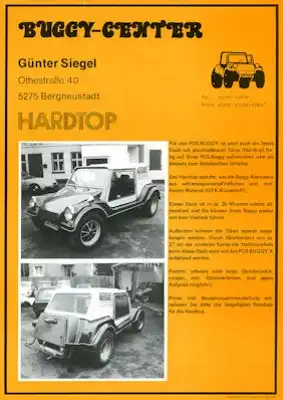 VW PCS Buggy Hardtop Prospekt 1970er Jahre