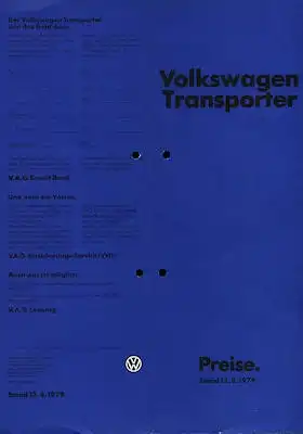 VW T 3 Transporter Preisliste 8.1979