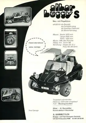 VW / Albar Buggy S Prospekt 1970/80er Jahre