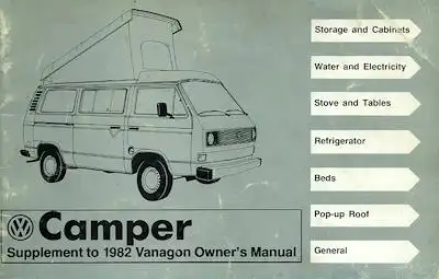 VW T 3 Camper Bedienungsanleitung 1982 e